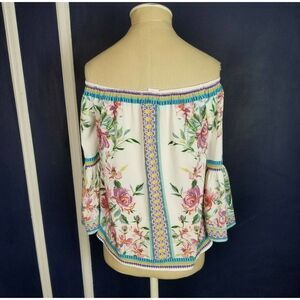 Jealous Tomato Women's Floral Boho Bell Sleeves Top Blouse size XS